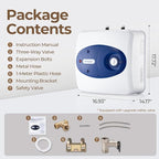 8 Gallon Electric Tank Water Heater, 120V 1500W Under Sink Instant Hot Tank Water Heater for RV, Camper, Kitchen, Food Truck, Wall or Floor Mounted, Blue