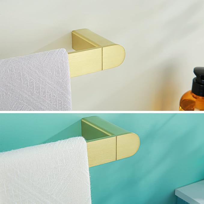 RANDOM 9 inch Brushed Gold Towel Bar Bathroom Gold Towel Holder Kitchen Dish Cloths Hanger Hand Towel Rod/Rack SUS304 Stainless Steel Wall Mounted Towel Rack Brushed Brass 96026-2-9BG.