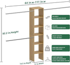 Closet System, 17" Wide Organizer with 3 Hanging Rods, Wood Tower Storage for Walk-In Closets, Wall-Mounted Wardrobe Organizer, Fits Spaces 5-9 ft