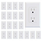 ELEGRP Decorator Wall Receptacle Outlet, Tamper Resistant 15A 125V Standard Electrical Wall Outlet, Residential Grade, Self-grounding, with Screwless Wall Plate, UL (20 Pack, Glossy White)