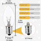 25 Pack C9 Replacement Bulbs Christmas Lights Outdoor, C9 Clear String Lights Repalcement Bulbs Fits in C9/E17 Base, 7W Vintage Christmas Light Bulbs for Indoor Outdoor Home Decorations