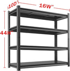 Metal Garage Storage Shelves Heavy Duty Shelving Unit 4 Tier Steel Adjustable Organizing Shelves 2500 LBS Capacity Industrial Shelving Ideal for Garage Tote Pantry Basement Outdoor, 44”Hx16”Wx10”D