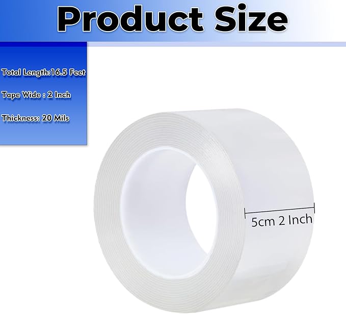 Window Weather Sealing Tape 2 Inch x 16.5 FT Weather Stripping Residue-Free Clear Window Insulation Caulk Tape for Doors Windows and Shower Glass Gaps Bathroom