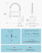 APPASO Black Kitchen Faucet with Soap Dispenser and Pull Down Sprayer, SUS304 Stainless Steel Commercial Single-Handle Spring Faucet for Kitchen Sink, Matte Black