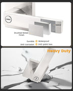 1 Pack Square Rose Privacy Door Lever,Satin Nickel Finished,Interior Door Lock for Bed/Bath