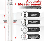 9-Foot Aluminum Grade Rod - 10ths Double-Sided Scale, 3-Section Telescopic Leveling Rod with Bubble Level & Carrying Case for Surveying, Laser Alignment, Walls, Floors