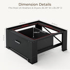 SKM 29" Washer & Dryer Pedestals with Drawer - 2 Pack Laundry Stand Raiser, 14.3" Height, Steel Construction, Black