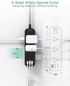 Mifaso Extension Cord, Surge Protector Power Strip, Long Extension Cord with 9 Outlets 3 USB Ports, Extension Cord with Multiple Outlets, USB Power Strip for Dorm Room Essentials, College (15FT,Black)