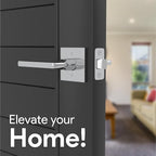 Mega Handles Prime Privacy Lever Door Handle for Hallway, Closet and Bathroom, Keyless Design Door Levers, Fits All Standard Door Sizes, Covered Screws Included - Polished Chrome (1 Pack), 5"