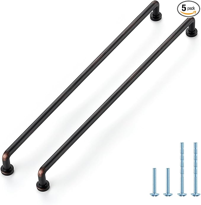 JOY DECOR Cabinet Pulls – 12-3/5 Inch Hole Center, Oil Rubbed Bronze, 5 Pack, Zinc Alloy Cabinet Handles for Drawers & Cupboard – Vintage Style Hardware for Kitchen, Bathroom, Dresser