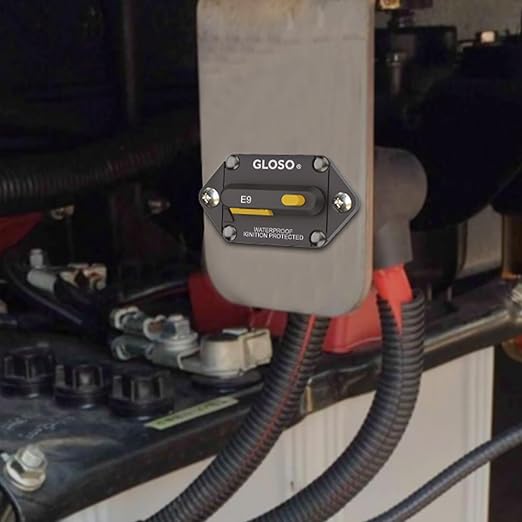 GLOSO Circuit Breaker 25A Marine Panel Mount Automotive RV E9F 90° (1/4" Stud, 25 Amp)