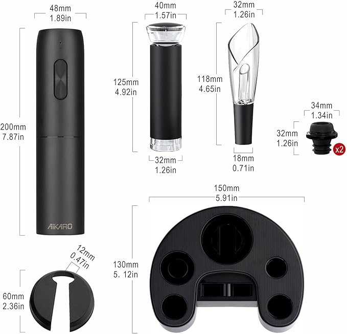 AIKARO - Electric Wine Bottle Opener Automatic Corkscrew, Rechargeable (Set C)