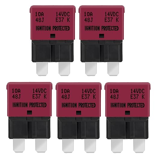 GLOSO Circuit Breakers E37 Auto (T1) Reset Low Profile ATC/ATO - (10A - 5 Pack)