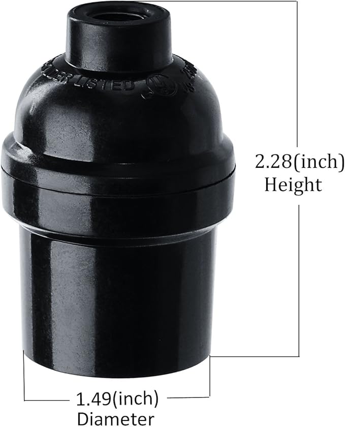E26 E27 Light Socket,8-Pack Black Edison Retro Pendant lamp Holder, E26 E27 Plastic Standard Screw-in Socket Maximum Wattage 250W Heat Resistant Up to 200℃ Fire Resistant