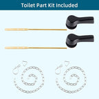 Hygie Rinse 2PCS Black Metal Toilet Handle Lever Flush Replacement, Universal Front Mount Toilet Handle with Stainless Steel Flapper Chains, Toilet Repair Kit