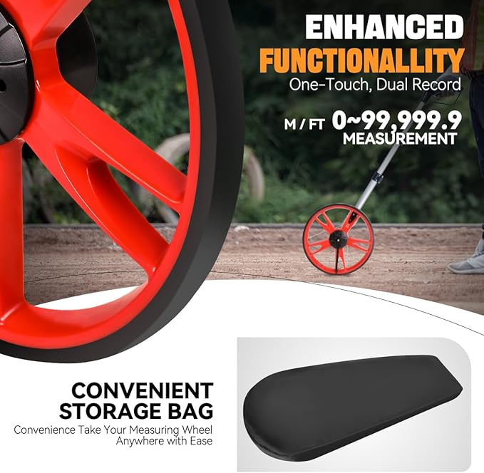 Auto Dynasty Measuring Wheel Digital Display, 3-Sections Foldable Telescoping LED Distance Measuring Digital Wheel with Backpack, High Precision Distance Measuring Wheel in Feet and Inches