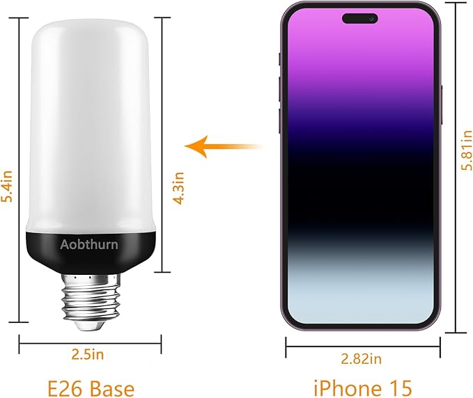 Flame Light Bulbs, 4 Modes LED Flame Effect Light Bulb, E26 Base Flickering Light Bulb with Gravity Sensor,Flickering Light Bulbs Halloween Home Party (Update 2 Pack)