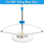 Spin Mop Replacement Handle 360 Degree Spin Mop Pole Handle Replacement Rotating Telescopic Stick for Head Replace Spinning Household Cleaning Accessories for Home(Blue)