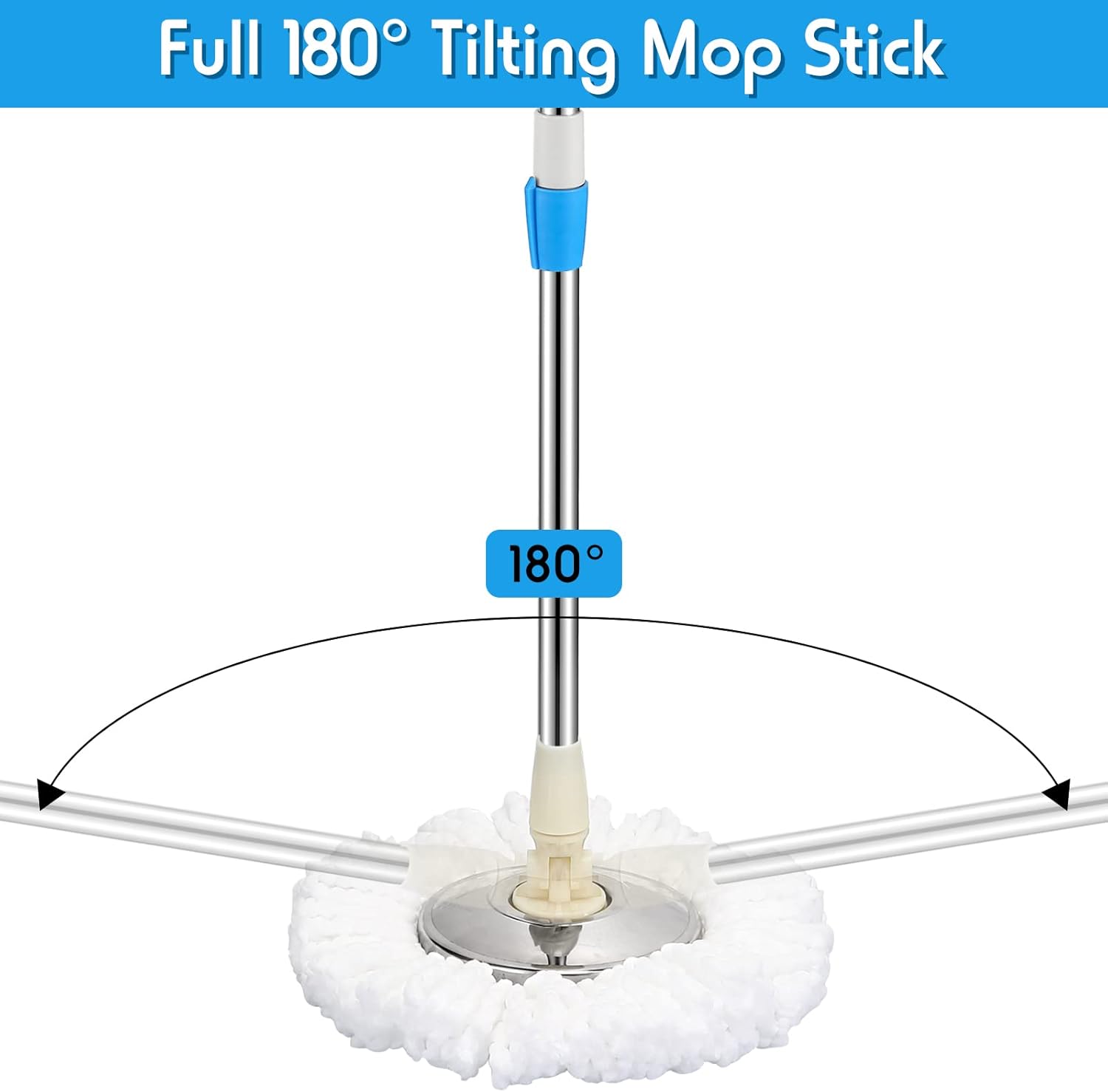 Spin Mop Replacement Handle 360 Degree Spin Mop Pole Handle Replacement Rotating Telescopic Stick for Head Replace Spinning Household Cleaning Accessories for Home(Blue)