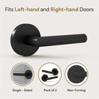 Mega Handles Ronn Dummy Lever & Lock Door Handle Set for Closet or French Doors Single Side, Non-Turning, Reversible Door Levers Fits All Standard Door Sizes, Screws Included - Matte Black (2 Pack)