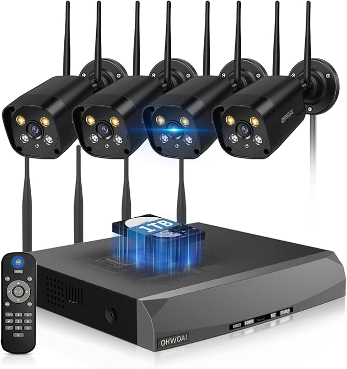 《Dual Antennas & 130°Wide Angle》Wireless Security Camera System Outdoor, Wireless Cameras for Home Security with Expandable 16CH 4K NVR, Surveillance Video Systems DVR Kits