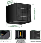 LANFU Solar Powered Motion Sensor Square Outdoor Wall Lights,Black Modern Up and Down Wall Lamps 10W,IP65 Waterproof Warm White 3000K Wall Sconce Light Exterior for Fence,Garden