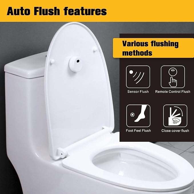 KERDE 3-Inch Water Tank Accessories Touchless Toilet Flush Kit, Automatic Toilet Flusher, Dual Flush Valve Replacement Kit, Battery Powered, One-Piece Toilet Repair,height6.7in-7.9in (3L-21CM)