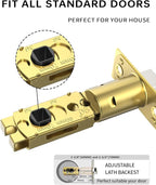 Asidrama 1 Pack Gold Privacy Door Handles, Door Lever with Door Knobs Indoor for Bedroom or Bathroom, Heavy Duty Door Handles Interior with Locks for Left Right Sided Doors