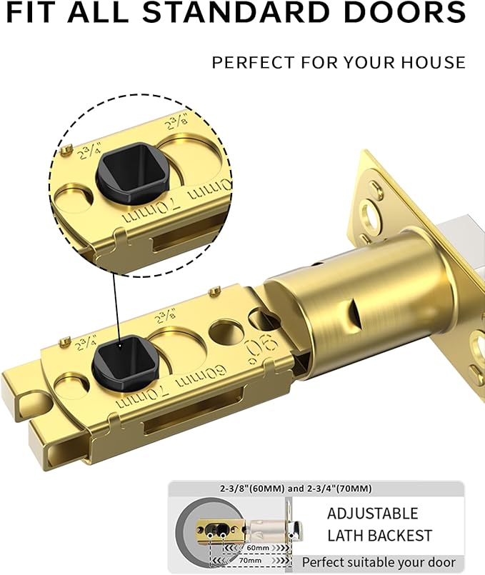 Asidrama 6 Pack Gold Passage Door Handles, Door Lever with Door Knobs Indoor for Bedroom or Bathroom, Heavy Duty Door Handles Interior with Locks for Left Right Sided Doors