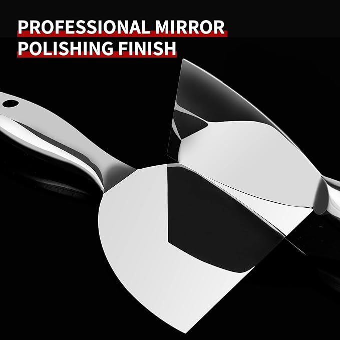 Fishark Putty Knife, 5 Pcs Putty Knife Set, 2" 3" 4" 6" 8" Stainless Steel Scraper, Spackle Knife, Wallpaper Scraper Paint Scraper Tool for Drywall Repair, Removing Wallpaper, Mud, Applying Plaster