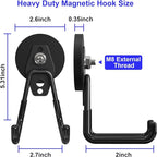 Heavy Duty Storage Magnetic Utility Hooks Large Garage Magnet Hooks with Anti-Slip Coating for Metal Cabinet,Pegboard,Garage Shelve,Garden Tools (3PCS 2.59'' Black)