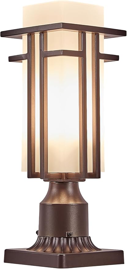 Oil Rubbed Bronze Outdoor Post Lights,Waterproof Pole Mount Light Fixture with Pier Mount Adapter(with 3-Inch Pier Mount Base), Exterior Lamp Post Lantern Head for Yard,Garden Backyard and Porch