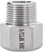 2 pieces Npt3/4 Female to Npt3/4 Male Reducer,3/4-3/4Water pipe Adapter, Fabricate of 304 Stainless Steel