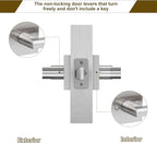 HOSOM 6 Pack Interior Door Levers Passage Door Handles Heavy Duty No Locking Door Handle Set for Hallway, Closet Doors, Satin Nickel Finished with Square Plate
