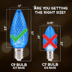 HLO Lighting Set of 25 Blue C9 Faceted LED Christmas Light Bulbs for Indoor & Outdoor Use | Durable Replacement Bulbs