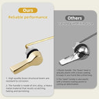 iFealClear Polished Gold Universal Metal Toilet Tank Flush Lever Replacement for Front Mount Toilet Tank with 2 Pieces Stainless Steel Flapper Chains, Easy Install, Solid Brass