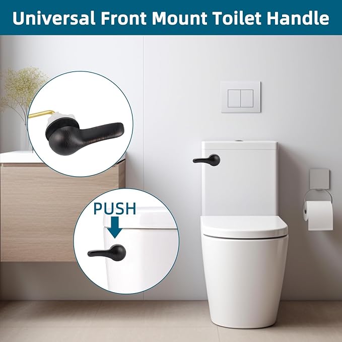 Hygie Rinse Metal Toilet Handle Replacement Kit Universal Front Mount Fit, Toilet Lever Compatible with American Standard/Glacier Bay/Gerber, Toilet Flush Handle with Flapper Chain, Oil Rubbed Bronze