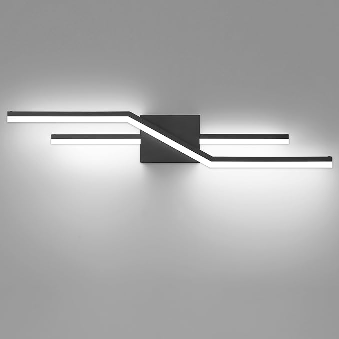 SOLFART Bathroom Lights Over Mirror Dimmable 32 Inch Modern Black Vanity Lights for Bathroom LED Vanity Lighting Fixtures