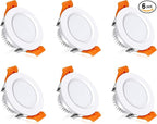 6 Pack 2 Inch LED Recessed Lighting, Downlight Dimmable 3W (35W Equivalent), 5000K Daylight White, CRI80, Recessed Light Fixtures with LED Driver