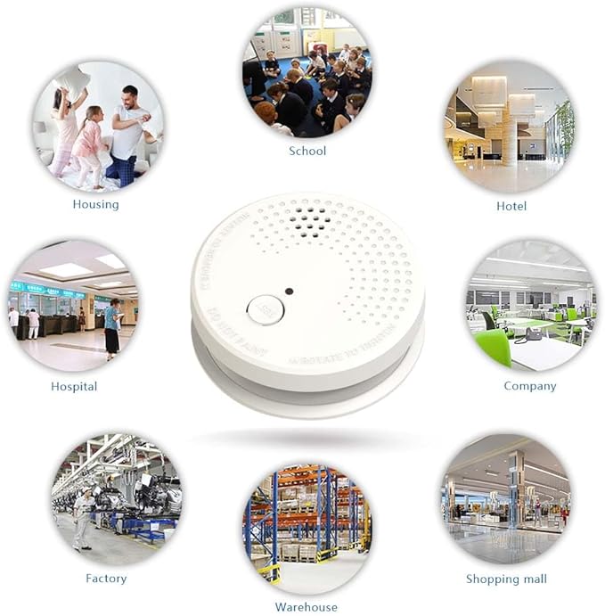 4 Pack Smoke Detector Fire Alarms 9V Battery Operated Photoelectric Sensor Smoke Alarms Easy to Install with Light Sound Warning, Test Button,9V Battery Included Fire Safety for Home Hotel(912-4)