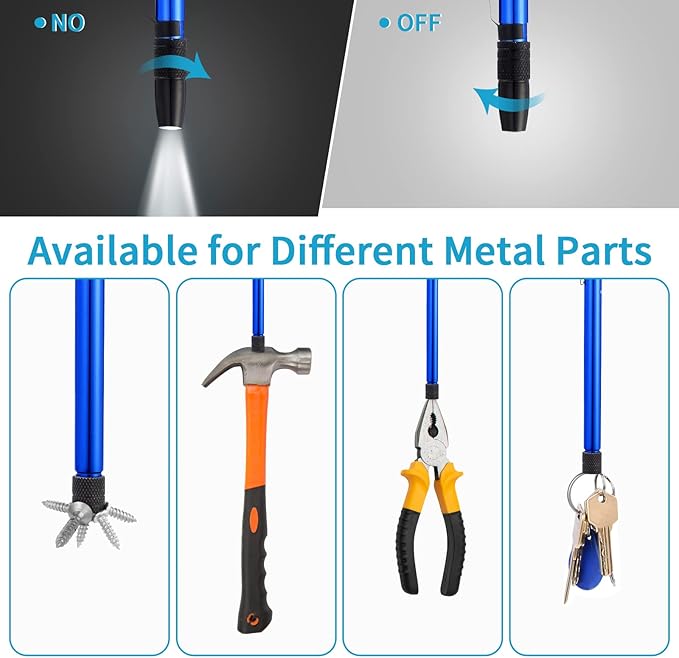 1 Piece 3.5LBs Telescoping Magnetic Flashlight Pickup Tool with LED Lights, Magnet Stick Rod Extendable 7" to 27" for Men, Birthday, Father's Day, Christmas Gift