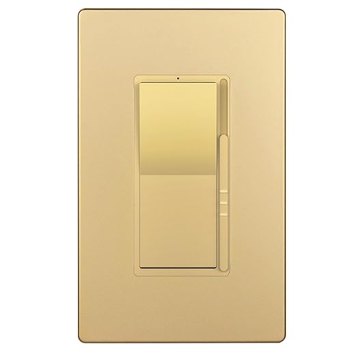 TOPGREENER Kalide Dimmer Light Switch, LED Dimmer Switch, Full Range Dimming, Single Pole/3-Way, 120VAC, 60Hz, 300W LED/CFL, Neutral Wire Not Required, Gold, 1 Pack,Wall Plate Included