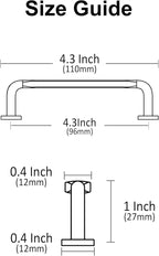 Alzassbg 6 Pack Brushed Satin Nickel Cabinet Handles, 3-3/4 Inch(96mm) Hole Centers Arch Modern Cabinet Pulls Kitchen Cabinets Hardware for Cabinets and Drawers AL3503SN