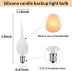 Christmas Lights Indoor 12 Pack C7 Silicone Dipped Candle Light Bulbs, Clear Silicone Decorative Light Replacement Bulbs for Electric Candle Lamps and Chandelier, E12 Candelabra Base, 5Watt, 120 Volt