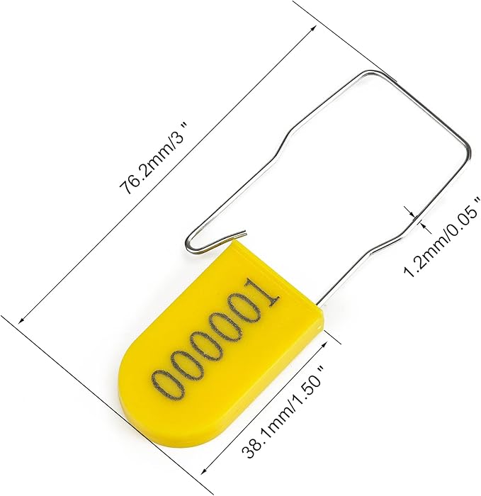 1000PCS Plastic Padlock Security Seals Metal Wire Padlocks Electric Meter Seal Disposable Anti-Tamper Lock Numbered Anti Tamper Tag Hasps Yellow