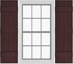 Board & Batten Vinyl Shutters (1 Pair) | 14.5"x67" (4-Board) - Dark Cherry Mocha | Exterior Window Shutters | Includes Mounting Hardware | Simple Installation | Made in USA
