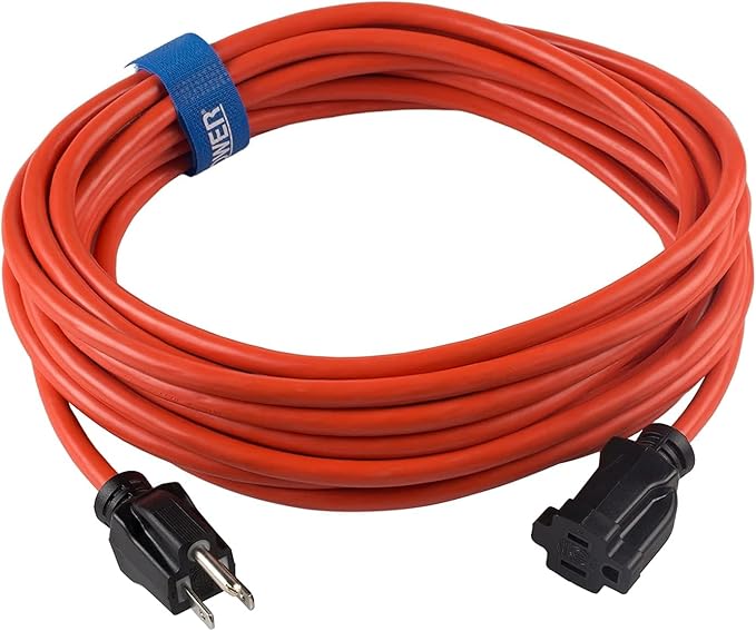 Clear Power 16 Gauge 3Prong Cords (16/3-3 Prong Grounded Plug, Orange, 25 ft)