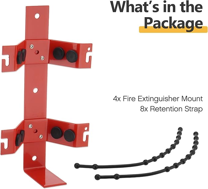 SPARKWHIZ Fire Extinguisher Mount Bracket, for 2.75"-4.5" Diameter Extinguishers, Ideal for Home, Truck, RV, Vehicle, Boat, Marine & Commercial Use, 4 Pack