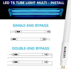 LUXRITE 12-Pack 4FT T5 LED Tube Lights, Type B, 24W=54W, 4 Colors 3500K | 4000K | 5000K | 6500K, 45.79", Single and Double End Powered, Ballast Bypass, 3200LM, F54T5 Fluorescent Replacement, UL, DLC