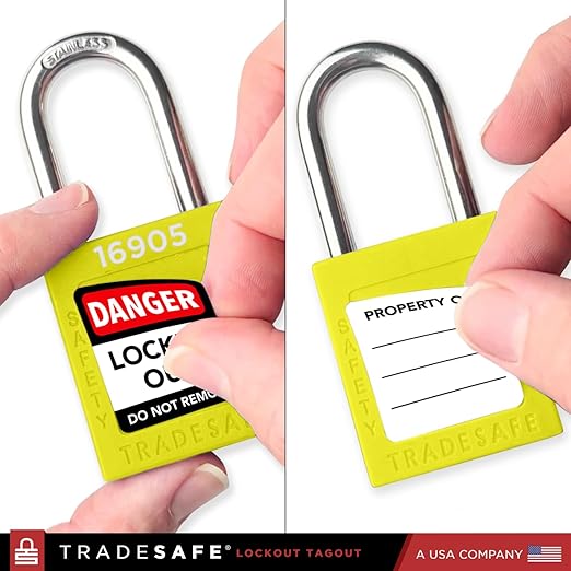 TRADESAFE Lockout Tagout Locks Set - 7 Yellow Loto Locks, Lockout Locks Keyed Different, 2 Keys Per Lock, OSHA Compliant Lock Out Tag Out Padlocks, Safety Padlocks for Electrical Lockout Tag Out Kits